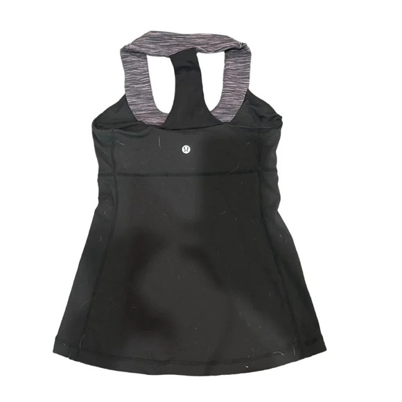 Lululemon Black & Grey Power Up Scoop Neck Racerback Tank Top Women's Size 8 - Picture 3 of 3